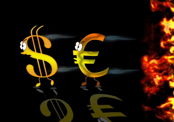 Euro e dólar — Fotografia de Stock