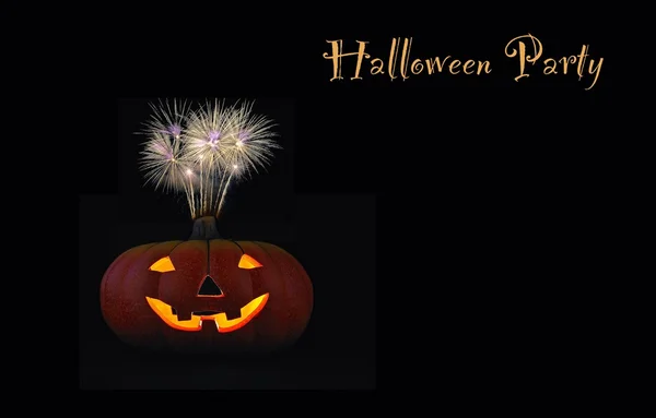 Halloween pumpkin with Fireworks. — Stock Photo, Image