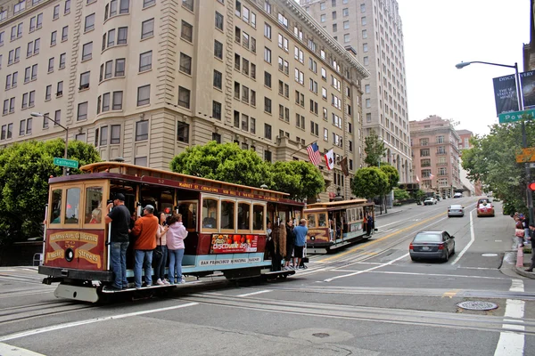 Teleférico, California Street (San Francisco ) Imágenes de stock libres de derechos