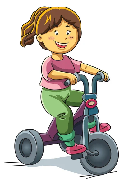 Girl Riding Tricyle — Stock Vector