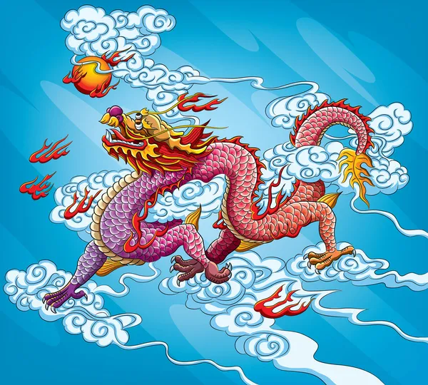Китайський дракон живопис Стокова Ілюстрація