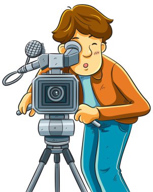 Cameraman Shoot The Cinema with Movie Camera clipart