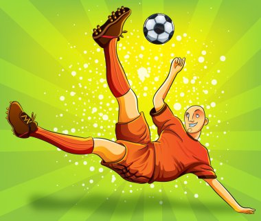 Soccer Player Flying Shooting a Ball clipart