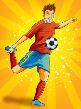 Soccer Player Shooting a Ball clipart