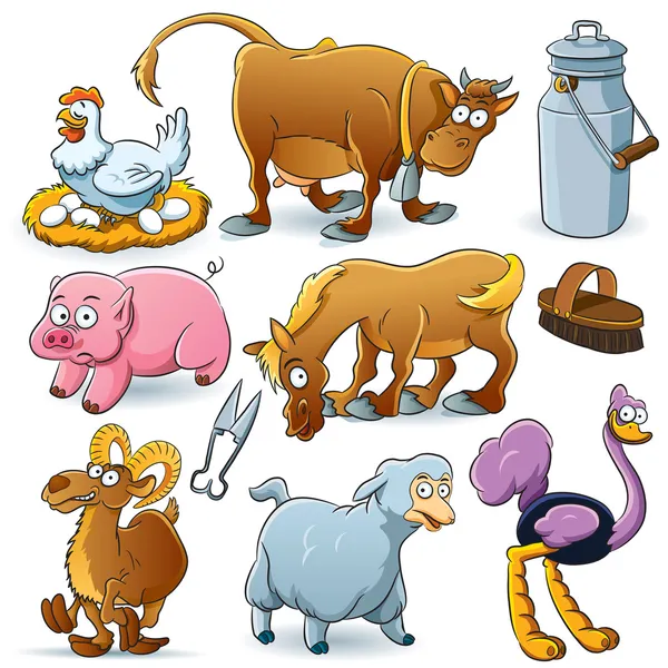 Colección de animales de granja — Vector de stock