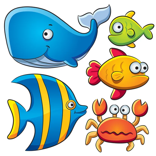 Collecte de poissons de mer — Image vectorielle