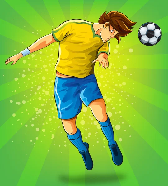 Soccer Player Head Shooting a Ball — Stock Vector