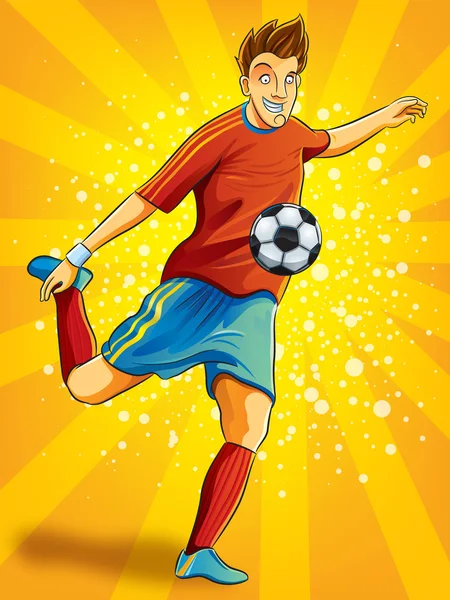 Joueur de football tirant un ballon — Image vectorielle