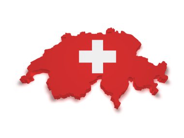 Switzerland Map 3d Shape clipart
