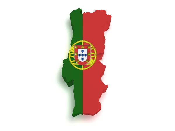 Portugal Mapa 3d Forma — Fotografia de Stock