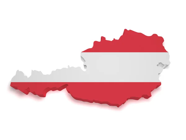 Austria mapę kształt 3d — Zdjęcie stockowe