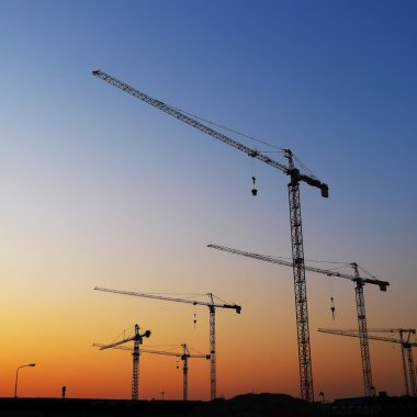 Tower Cranes Sunset clipart