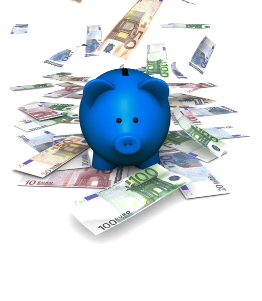 Piggybank Euro de queda — Fotografia de Stock