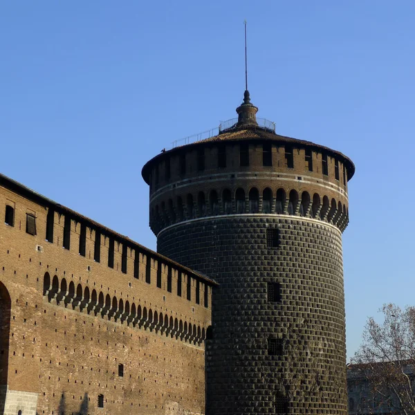 stock image Sforzesco Castle Tower, Milan, Italy.