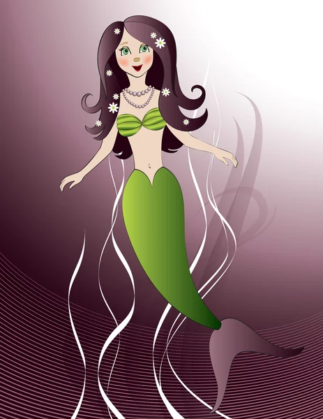 Mermaid Illustration. Vector Background. — Stock Vector