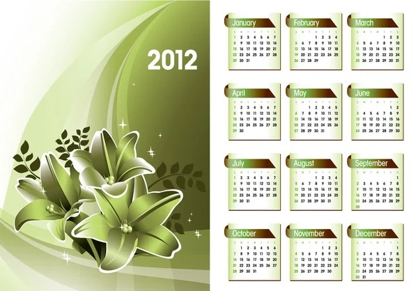 Calendário 2012. Ilustração vetorial. Eps10 . — Vetor de Stock