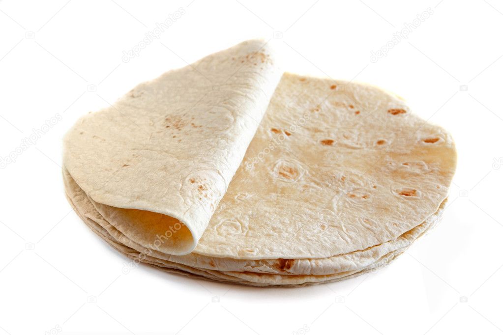 White flour tortillas isolated on white