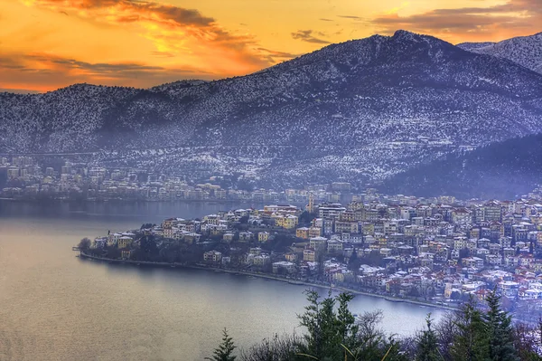 Zima w Kastorii Macedonii Grecja Zdjęcie Stockowe