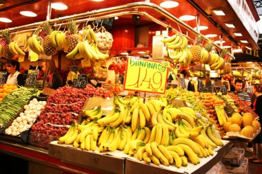 La boqueria, meyve. Dünya ünlü Barselona Pazar, İspanya. seçici odak.