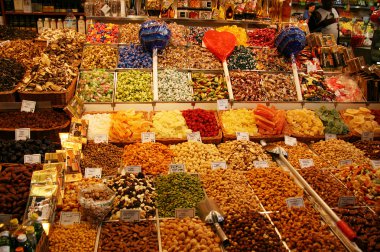 La boqueria, meyve. Dünya ünlü Barselona Pazar, İspanya. seçici odak.