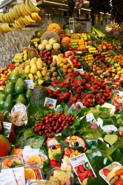 La boqueria, meyve. Dünya ünlü Barselona Pazar, İspanya. seçici odak.