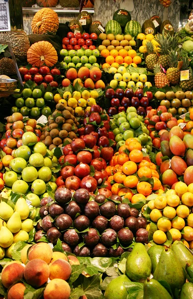 stock image La Boqueria, fruits. World famous Barcelona market, Spain. Selective focus.