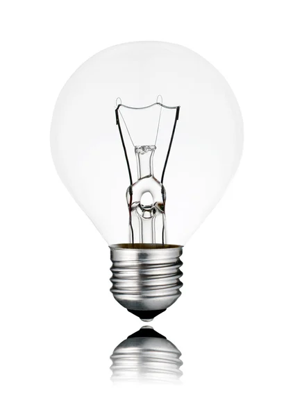 Glödlampa-golf boll form, skruv med reflektion isolerade — Stockfoto