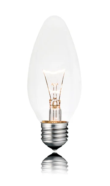 Lightbulb ON - Candle Shape Isolated on White — Stock Photo, Image