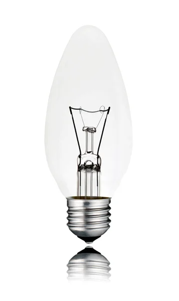Kaars vormige lightbulb met reflectie geïsoleerd — Stockfoto