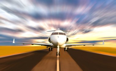 Private Jet Plane Taking off with Motion Blur clipart