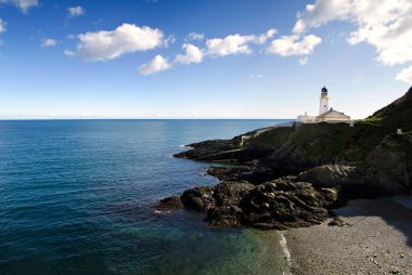 Lighthouse on Cliffs with Beach and sea clipart