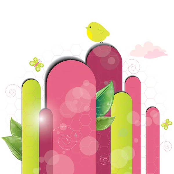 Fuchsia color background with bird — Stock Vector