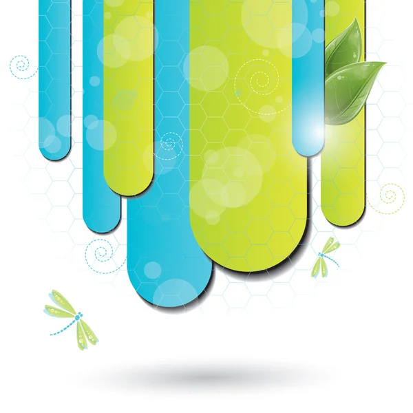 Blue and green background with dragonfly Stock Vector