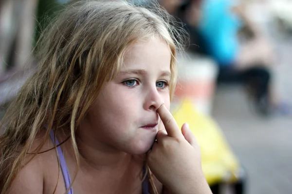 stock image Little girl picking her nose