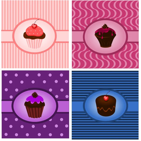 Cupcake Jahrgänge — Stockvektor