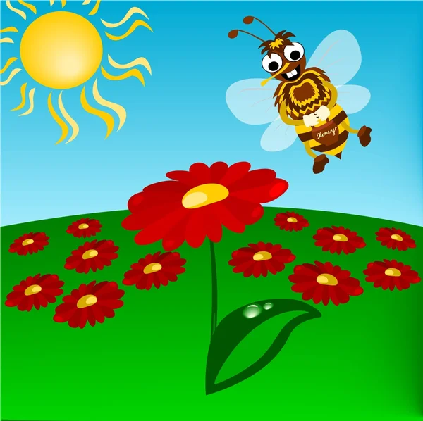 stock vector Humble-bee with flowers