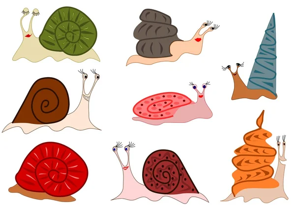 Σύνολο αστεία χαριτωμένο σαλιγκάρια — Διανυσματικό Αρχείο