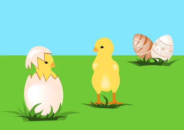 Easter chicks — Stock Vector