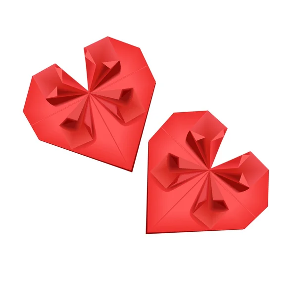 Origami hearts — Stock Vector