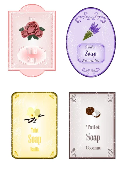 Soap stickers with scratches — Stock Vector