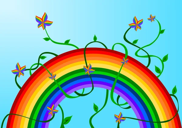Arco iris wiht flores del arco iris — Archivo Imágenes Vectoriales