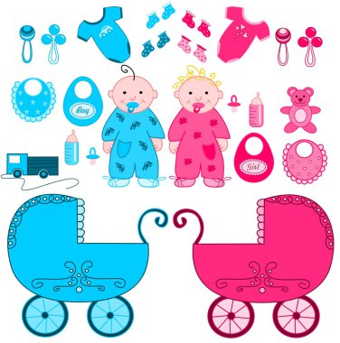 Babies with accessories clipart