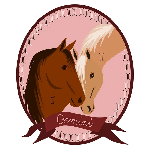 Häst zodiac - Tvillingarna — Stock vektor