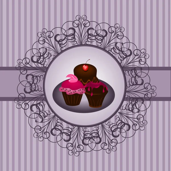 Cupcakes Jahrgang — Stockvektor