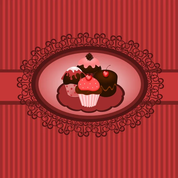 Cupcakes vintage — Stok Vektör