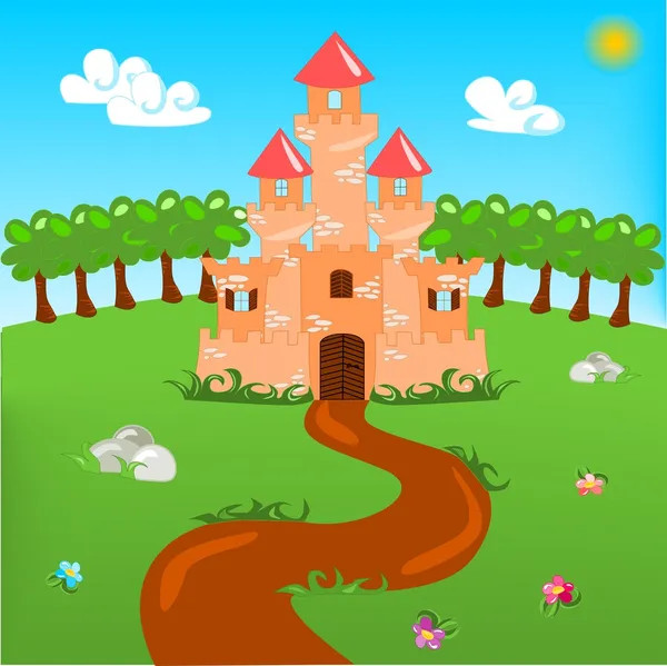 stock vector Cartoon illustration of castle