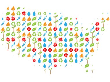 american map made of ecology icons clipart