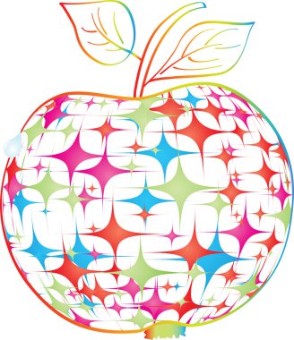 colorful apple made of stars clipart