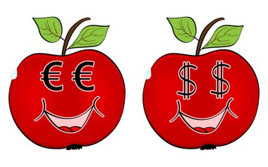para yüzü olan Kırmızı elma