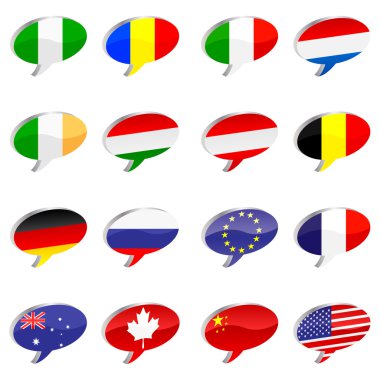 chat icons with flags clipart